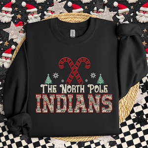 Indians Christmas themed Mascot PNG Christmas School Spirit, Holiday Mascot, Game day Christmas Festive Faux Embroidery Digital Download