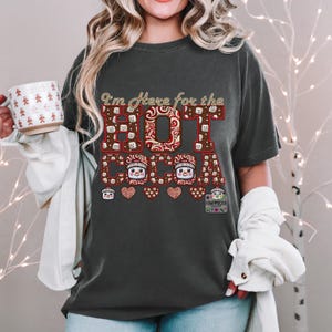 Hot Cocoa PNG I&#39;m here for the hot cocoa, Peppermint, Hot Cocoa and Marshmallows Tshirt Design PNG Faux Embroidery