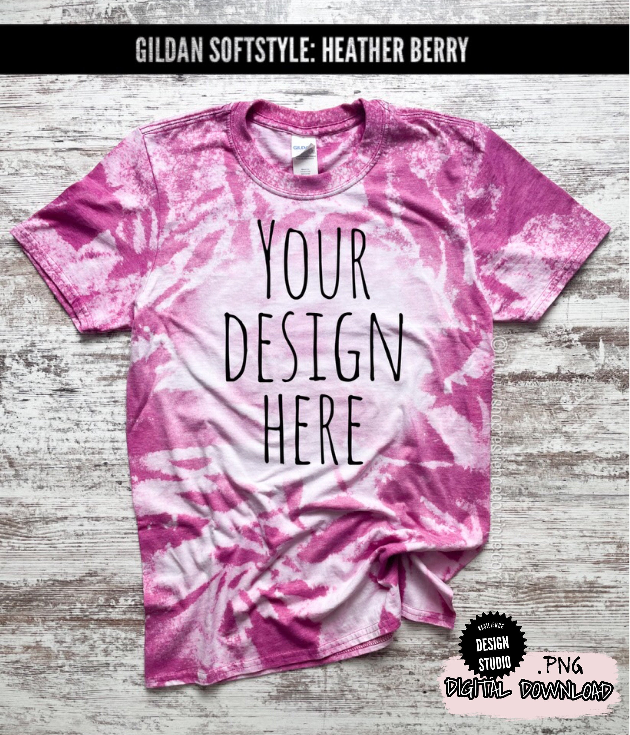 Download Bleached Shirt Mock Up Gildan Softstyle Heather Berry Light Etsy