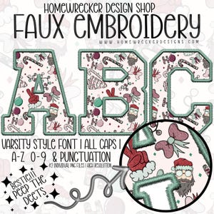 Alfa de Natal, Alfa de Natal com bordado falso, Alfa de estilo universitário, Clipart, Crie seus próprios designs, Alfabeto, Natal PNG