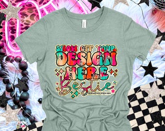 Bella & Canvas Tshirt Mock up | BC3001 Mock up | Heather Dusty Blue