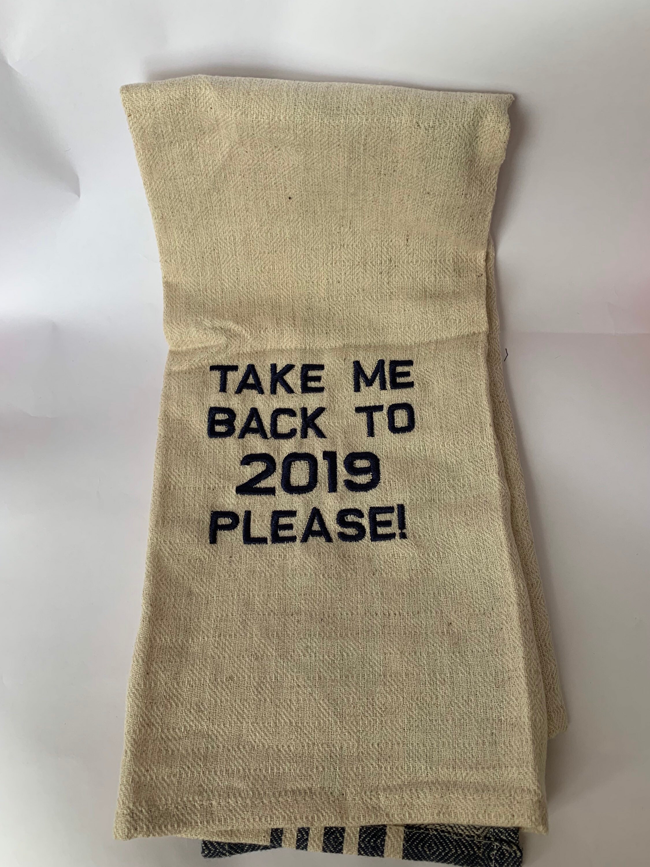 Navy Novelty Embroidered Dish Towel Etsy