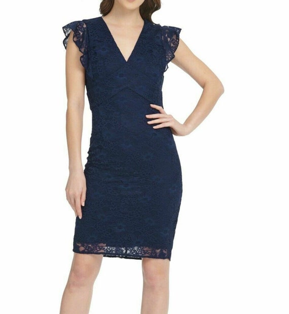 midnight blue cocktail dress with sleeves