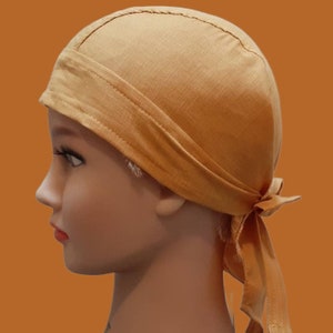 Cotton / Linen Plain Mustard, Blue, Black, or Green. FITTED Bandana, Womens Head Scarf, Turban Head wrap for hair loss chemo hat. Scrubs cap
