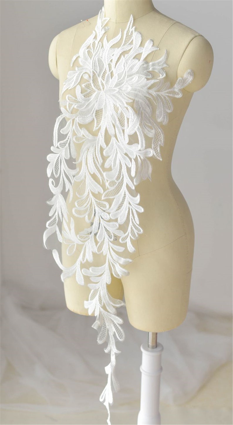 Exquisite Embroidery Lace Applique for Wedding Dress Bridal Bodice Lace,Super Large Lace Patch,Tulle Embroidered Lace Applique By The Piece