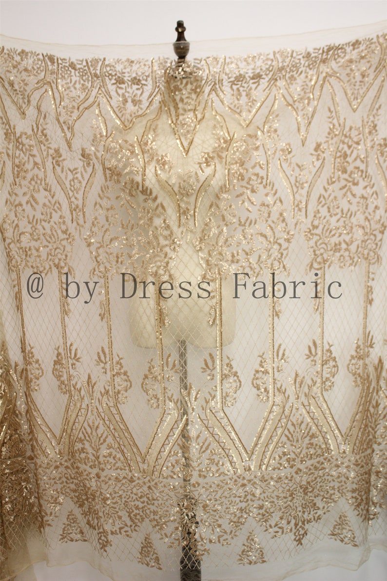4 Colors Luxurious Bridal Lace Fabric Couture Fabric Lace for Wedding Dress Sequins Lace With Soft Mesh Lace Fabric Width 51 By the yard