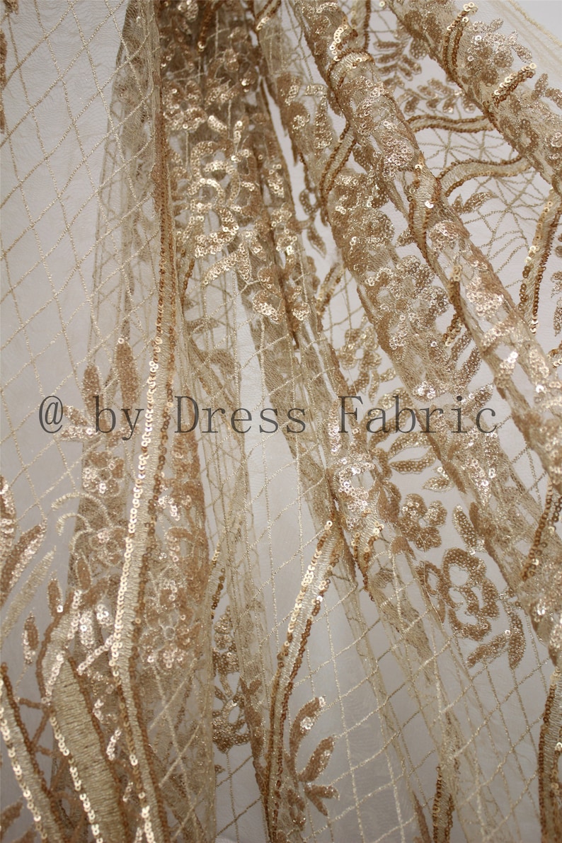 4 Colors Luxurious Bridal Lace Fabric Couture Fabric Lace for Wedding Dress Sequins Lace With Soft Mesh Lace Fabric Width 51 By the yard