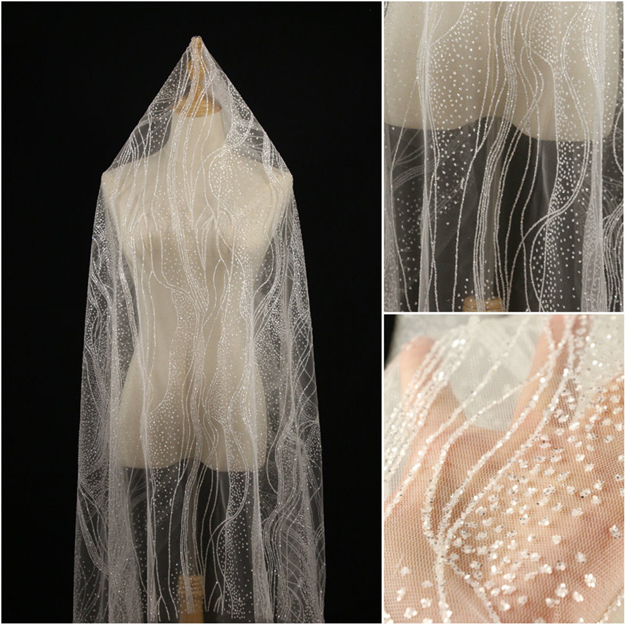Shiny Tulle Lace Fabric for Wedding Dress Bridal Veil Lace Etsy