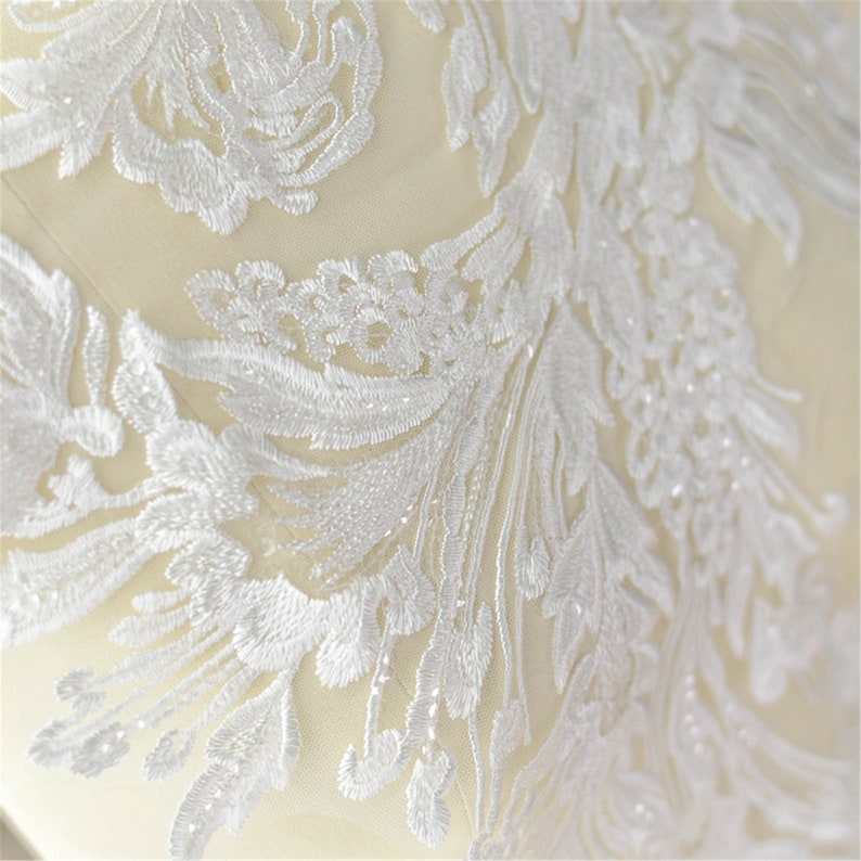 Bridal Bodice Lace Embroidery Tulle Lace Applique By The Piece Luxury Sequin Lace Applique Wedding Dress Patch