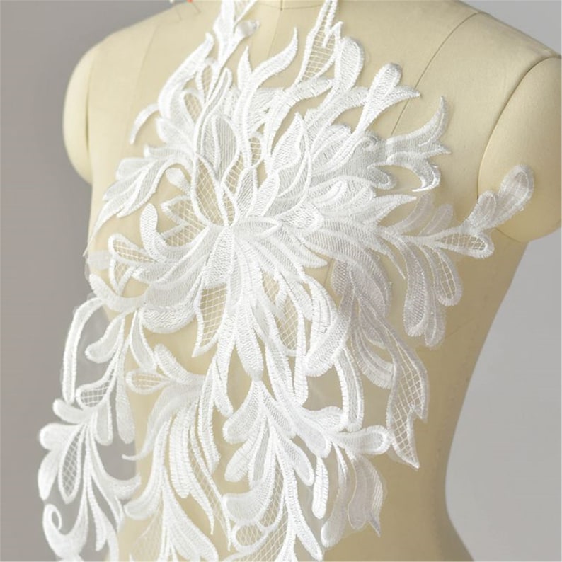 Exquisite Embroidery Lace Applique for Wedding Dress Bridal Bodice Lace,Super Large Lace Patch,Tulle Embroidered Lace Applique By The Piece
