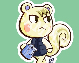 Marshal The Squirrel (Animal Crossing) Sticker Design, animal crossing fanart, digital design only