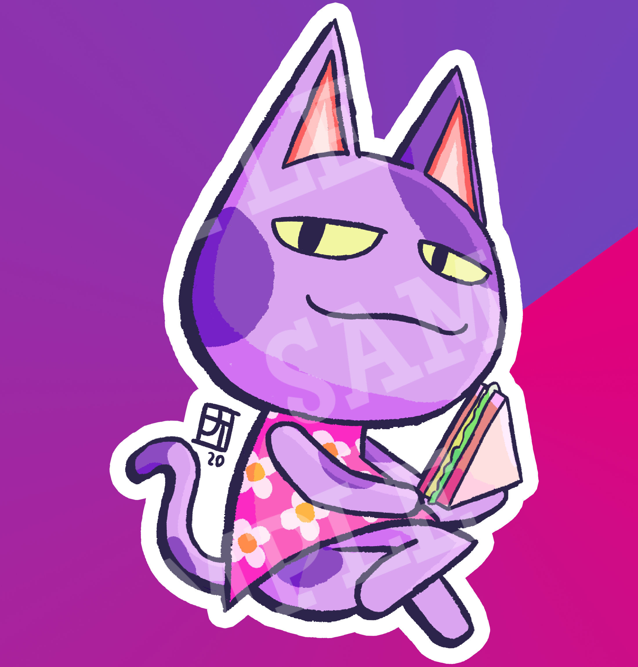 Bob the Cat animal Crossing Sticker Design, Animal Crossing Fanart