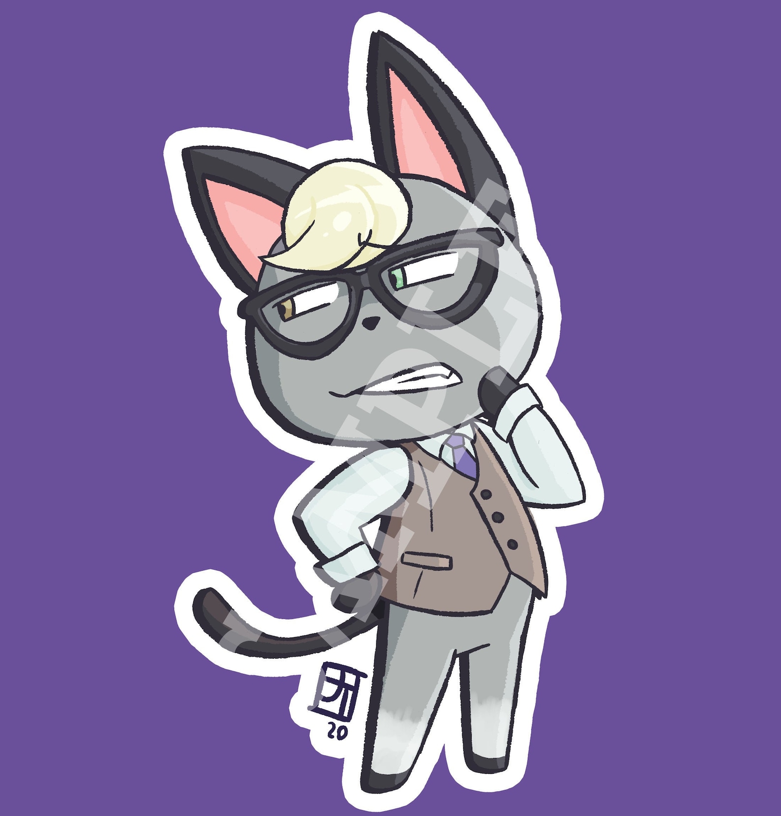 Raymond the Cat animal Crossing Sticker Design, Animal Crossing