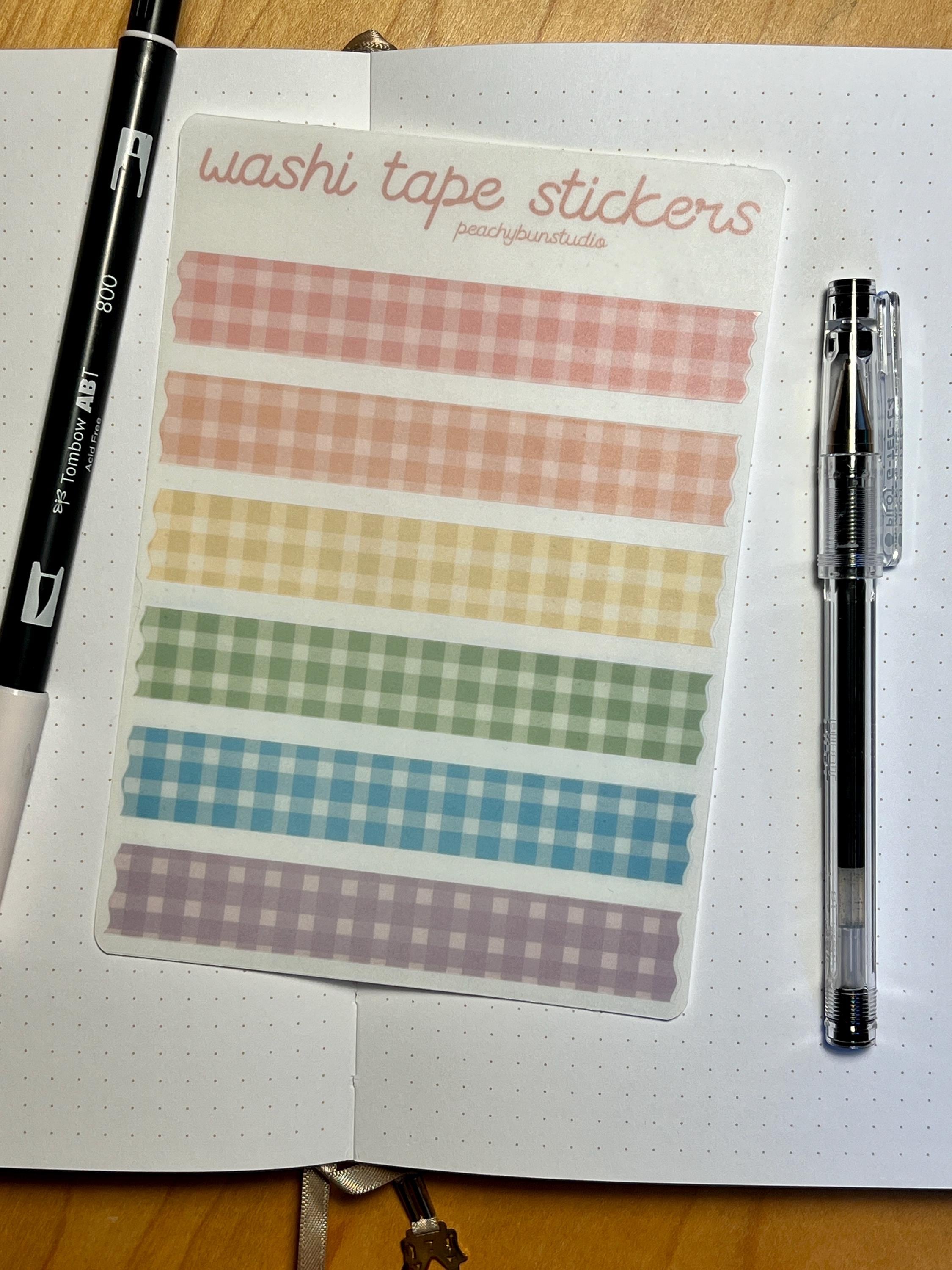 Pastel Washi Tape Sticker Sheet - Etsy