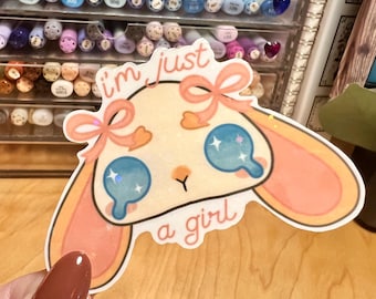 I’m Just a Girl Sticker | Bow Bunny Sticker | Bunny Sticker