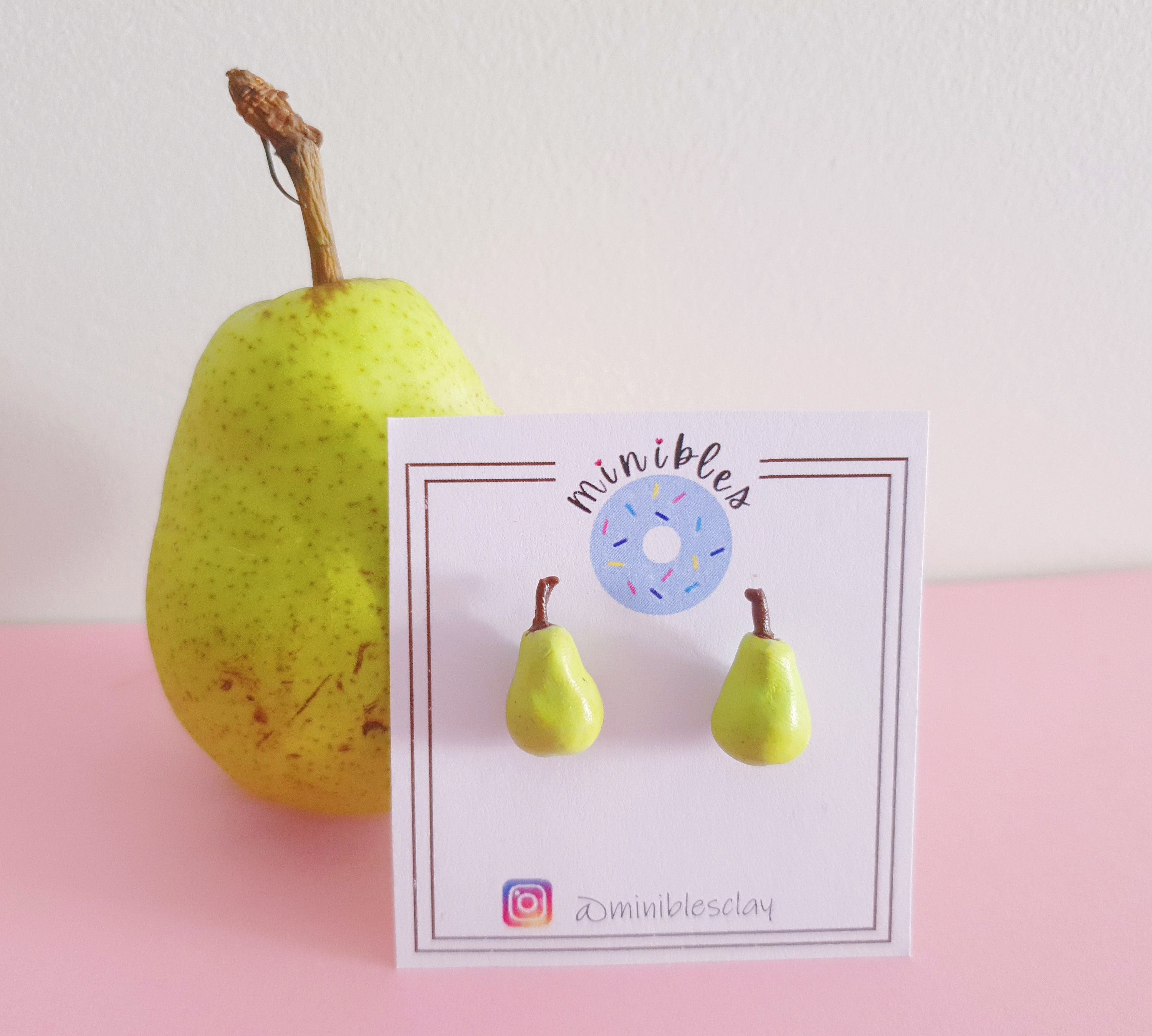 Pear earrings pear studs fruit earrings tiny food Etsy