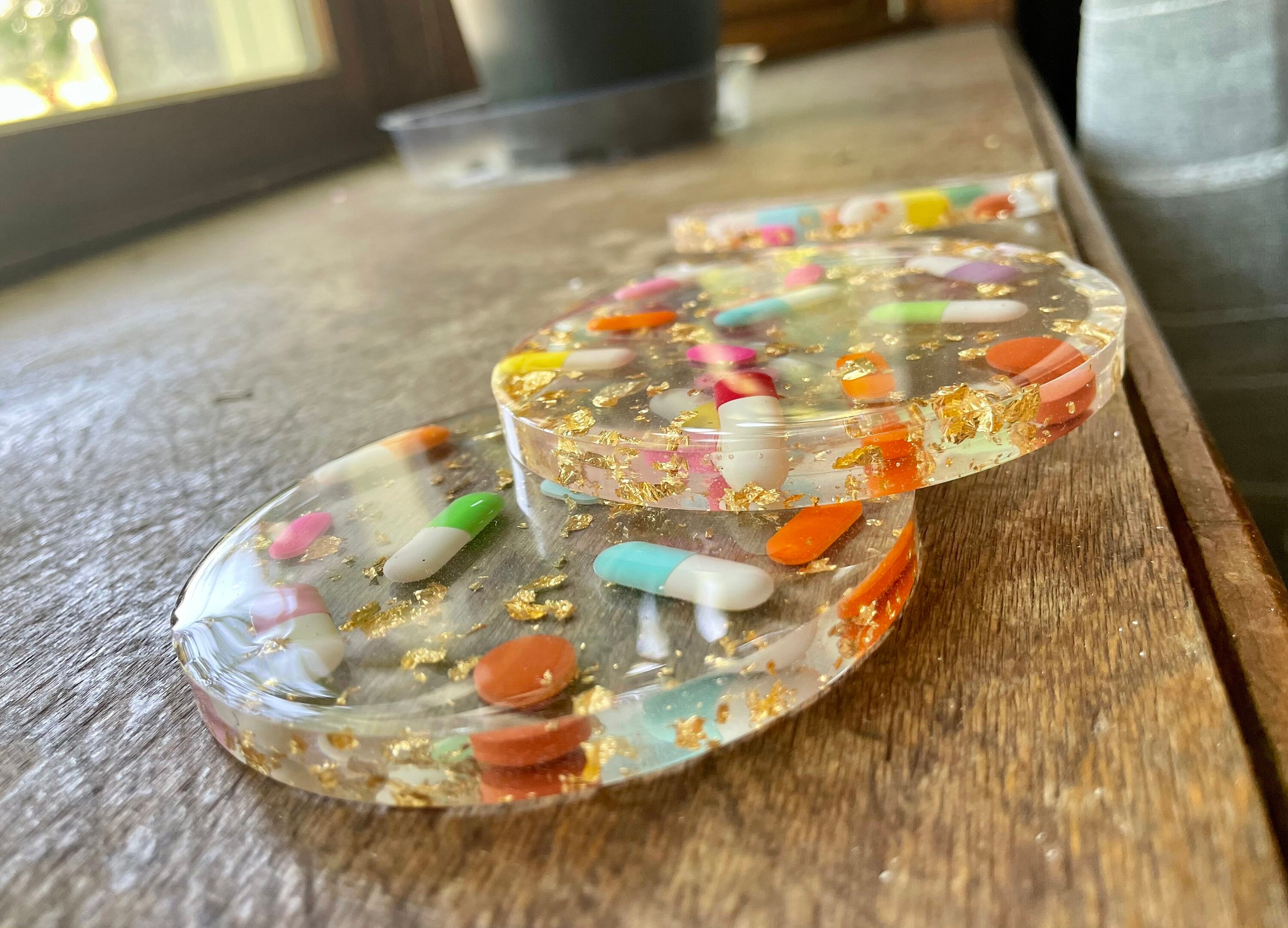 Pill Resin Coaster Set Etsy