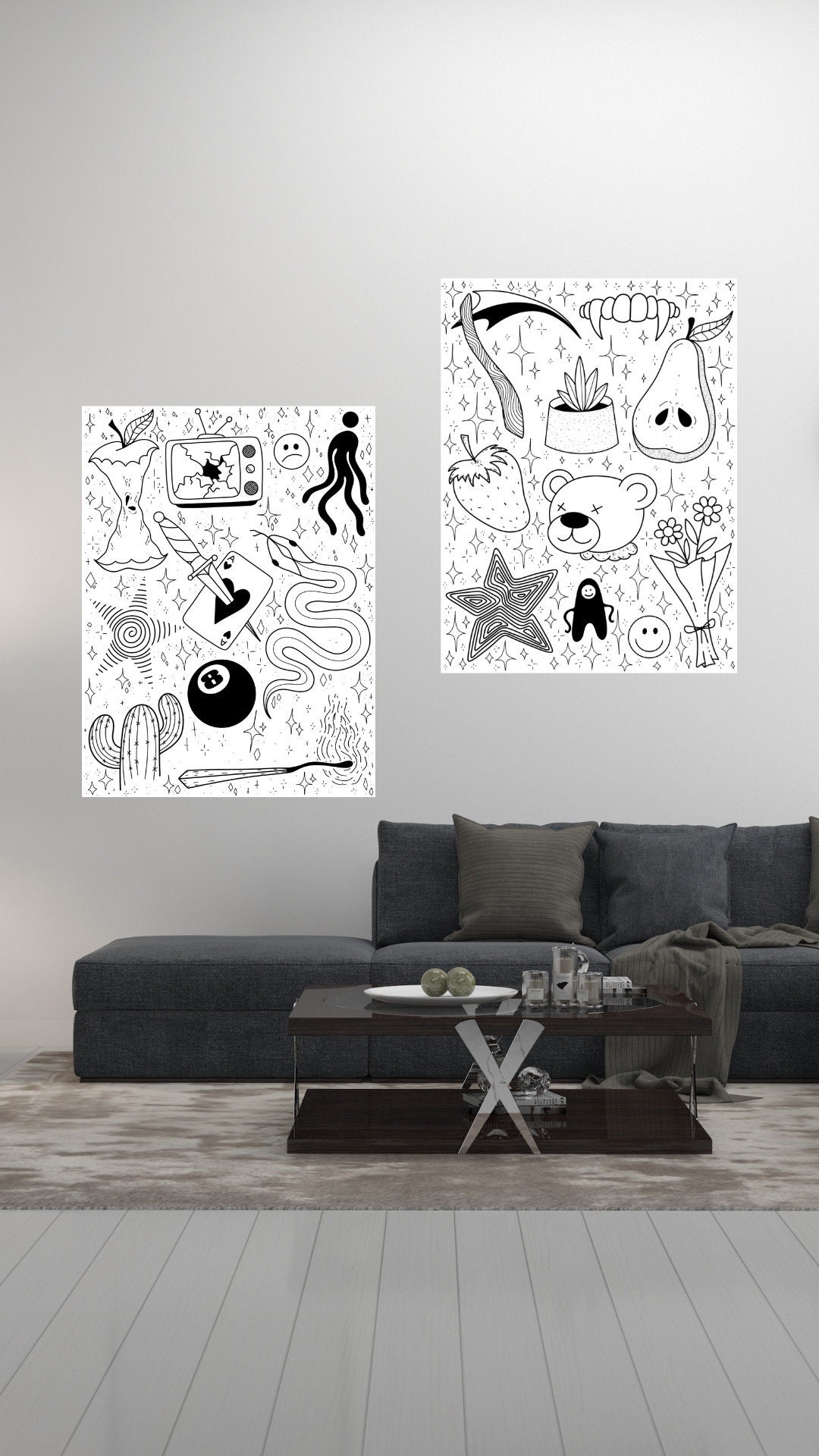 Tattoo Flash Sheet Digital Art Prints, Wall Decor, Posters - Etsy