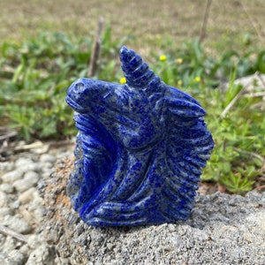 Original Works Carved Lapis Lazuli Horse Head Gemstone Pendant Bead ,Animal Jewelry Making - 163 GMs