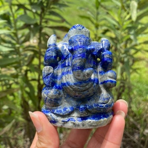 Lapis Lazuli Ganesha Statue , Gemstone Statue , Semi Precious , Hand carved Ganesha - 375 GMs