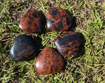 Mahogany Obsidian Puffy Heart / Feng Shui, Reiki, Meditation, Gem, Gemstone / Gemstone Puffy Heart