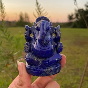 Lapis Lazuli Ganesha Statue , Gemstone Statue , Semi Precious , Hand carved Ganesha - 231 GMs