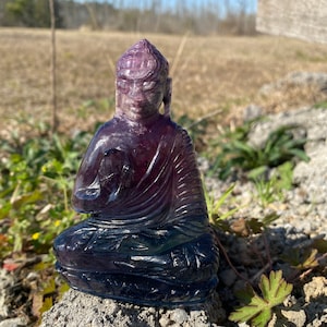 Multi Fluorite Buddha Head Figurine / Meditation, Feng Shui Home Decor/ Buddhist/ Spiritual/ Energy/ Buddha Head/Buddhist Face 330 GMs