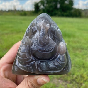 Unique Multi Fluorite Ganesha Statue , Gemstone Statue , Semi Precious , Hand carved Ganesha - 353 GMs
