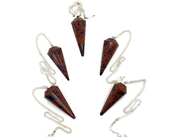 Mahogany Obsidian 12 Facet Gemstone Pendulum / Healing Dowsing Energy Balancing
