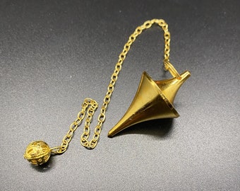 Péndulo metálico de punta de cono chapado en oro / Adivinación y curación espiritual