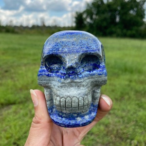 Lapis Lazuli Skull / Crystal Skull / Skull Decor / Human Skull Ornament / Gemstone Skull Decor/ Halloween Gift - 609 GMs