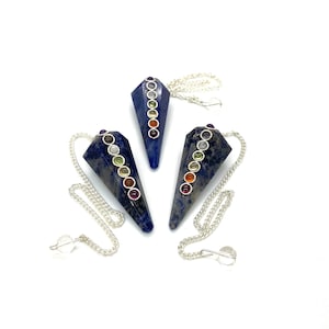Sodalite 6 Facet 7 Chakra Gemstone Pendulum / Healing Dowsing Energy Balancing