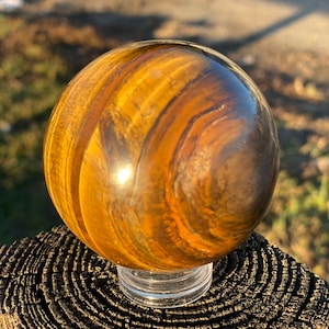 Tiger Eye Sphere | Tiger Eye Stone | Tiger Eye Crystal | Heart Chakra Stone - 429 GMs