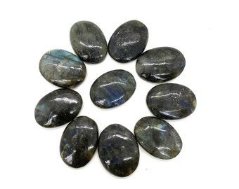 Labradorite Palm Stone: Engraved Healing Crystal, Worry Stone