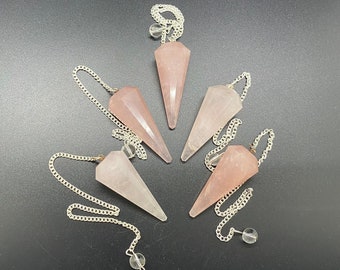 Rose Quartz 12 Facet Gemstone Pendulum / Healing Dowsing Energy Balancing