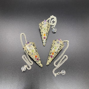 Dalmatian Jasper 6 Facet 7 Chakra Gemstone Pendulum / Healing Dowsing Energy Balancing