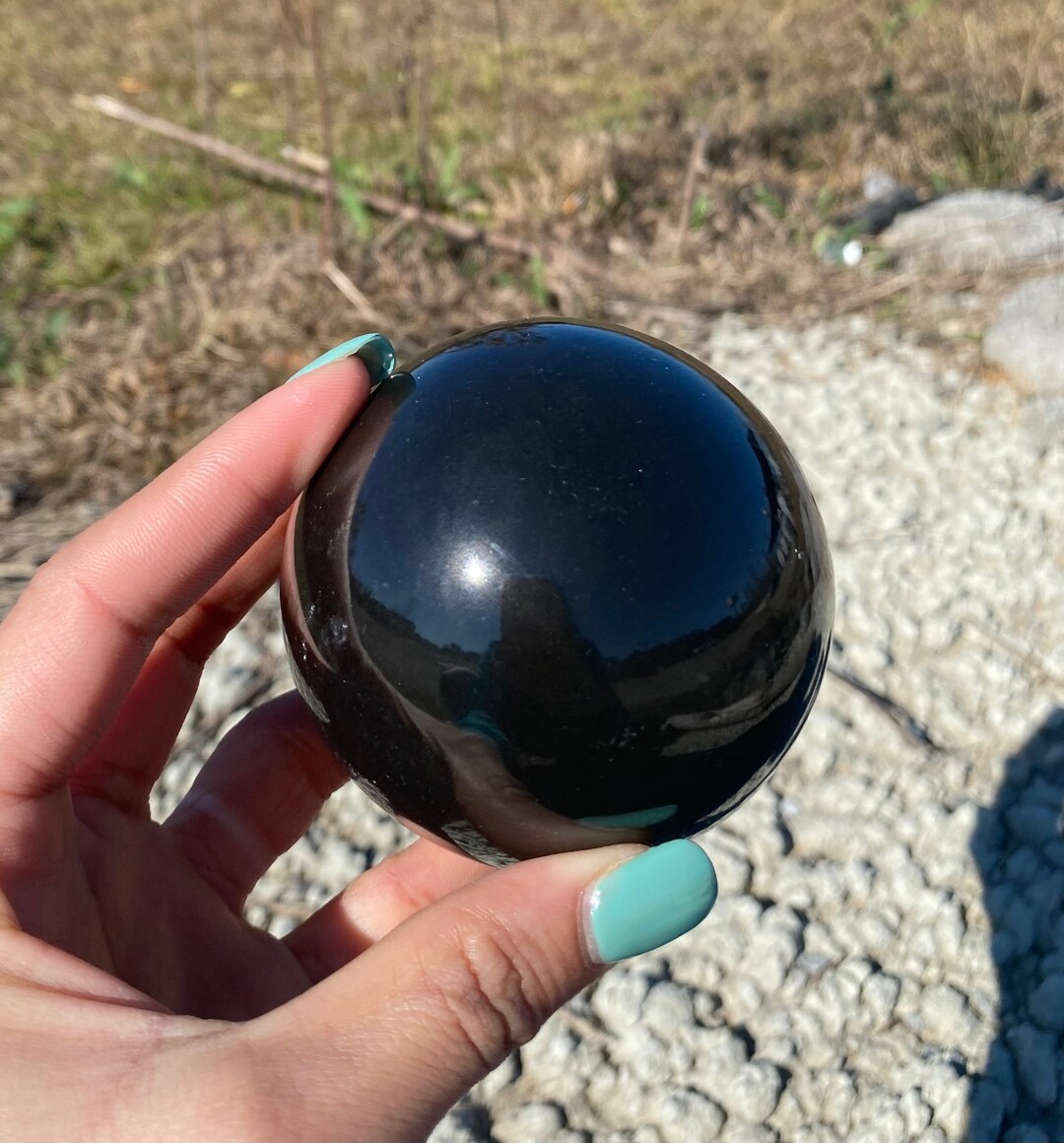 Schwarze Obsidian Kugel 4 Cm - Natürlicher Kristall Für Meditation & Dekoration