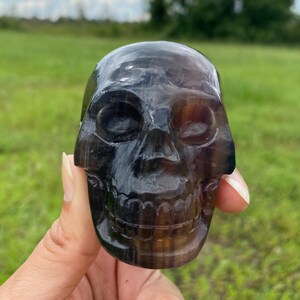 Multi Fluorite Skull / Multi Fluorite Crystal Skull / Skull Decor / Human Skull Ornament / Gemstone Skull Decor/ Halloween Gift - 324 GMs