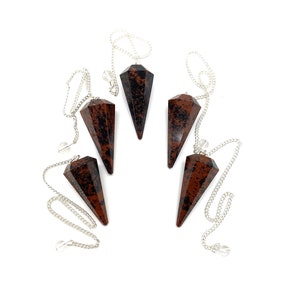 Mahogany Obsidian 6 Facet Gemstone Pendulum / Healing Dowsing Energy Balancing