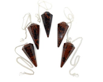 Mahogany Obsidian 6 Facet Gemstone Pendulum / Healing Dowsing Energy Balancing