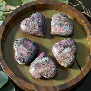 Natural Ruby Matrix Puffy Heart | Ruby in Zoisite Pocket Stone | Root & Heart Chakra Healing Crystal | Unique Gemstone Gift