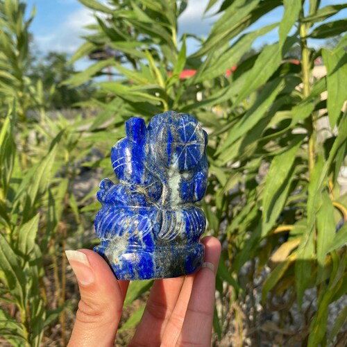 Lapis Lazuli Ganesha Statue , Gemstone Statue , Semi Precious , Hand carved Ganesha - 330 orders GMs