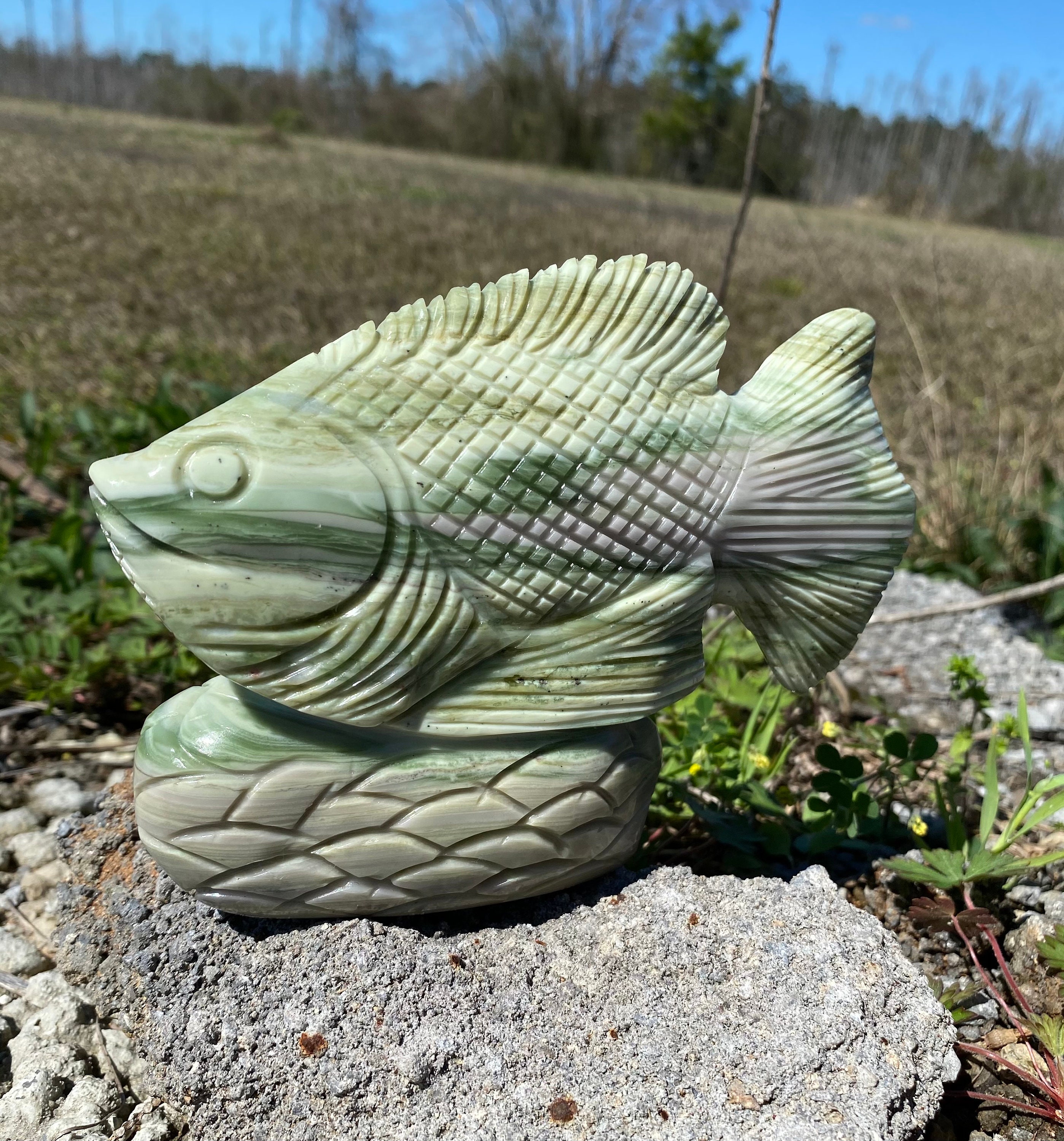 Fish Statue Serpentine Fish Concrete Garden Figure Concrete Etsy
