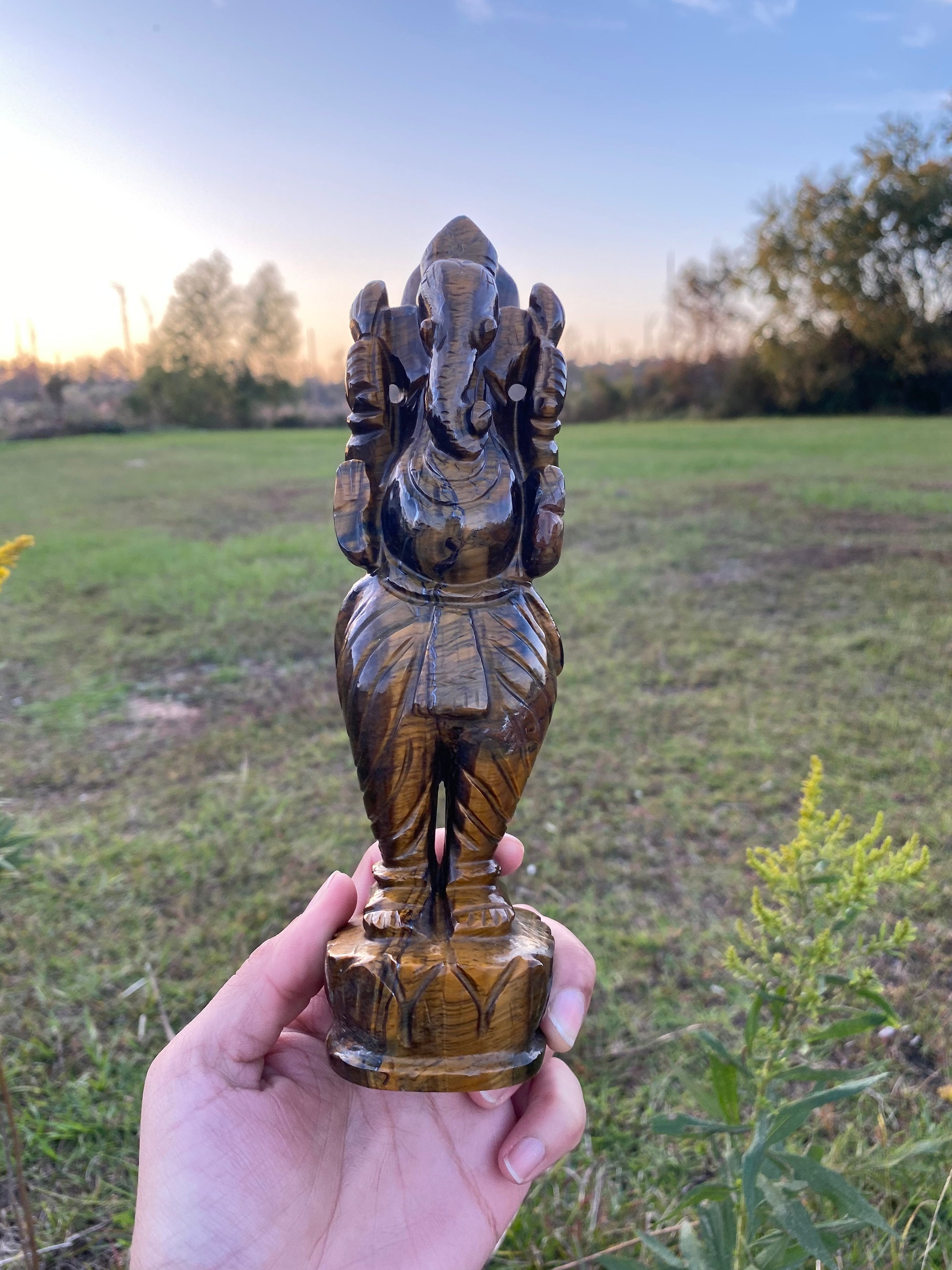 Unique Tiger Eye Standing Ganesha Statue 817 Gms Etsy