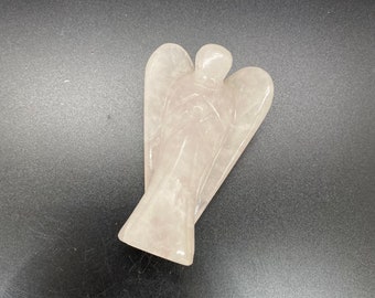 Figura de ángel de cuarzo rosa hecha a mano: cristal curativo para decoración del hogar