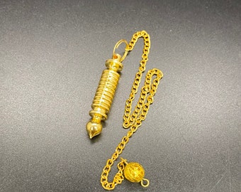 Péndulo metálico abierto de vórtice de 9 placas chapadas en oro / Adivinación y curación espiritual