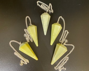 Serpentine 6 Facet Gemstone Pendulum / Healing Dowsing Energy Balancing