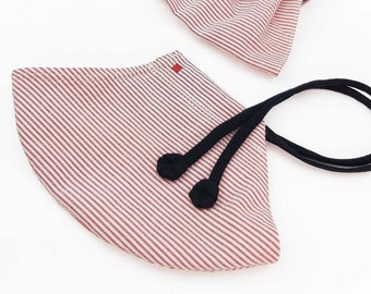 CLAUDETTE STRIPE Face Mask / Sustainable Deadstock Cotton / Olson Pleated / Unique High Quality Washable Reusable Nose Wire Filter Pocket