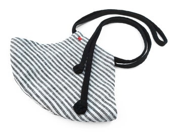 RAILROAD STRIPE Face Mask / Sustainable Deadstock Cotton / Olson / Pleated / Unique High Quality Washable Reusable Nose Wire Filter Pocket