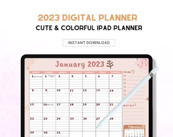 2023 Digital Dated Monthly Planner for GoodNotes | Digital Planner for iPad | Desk Planner | Desk Calendar | Colorful| Fun Food Style Active